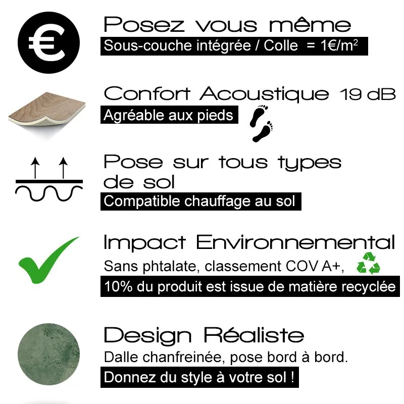 Dalle PVC Effet Pierre Minérale Seychelles